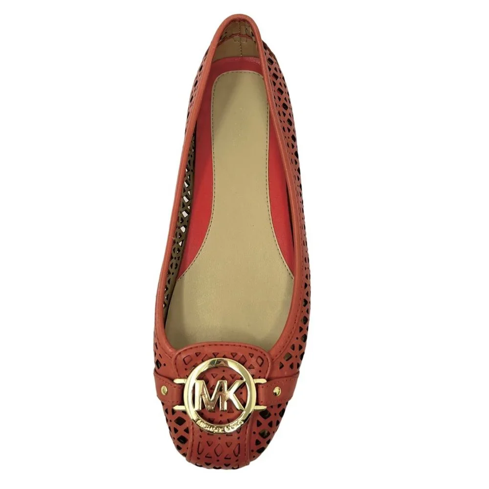 Michael‎ Kors Fulton Moc Sienna Orange Laser Cut Leather Size 7.5 M
